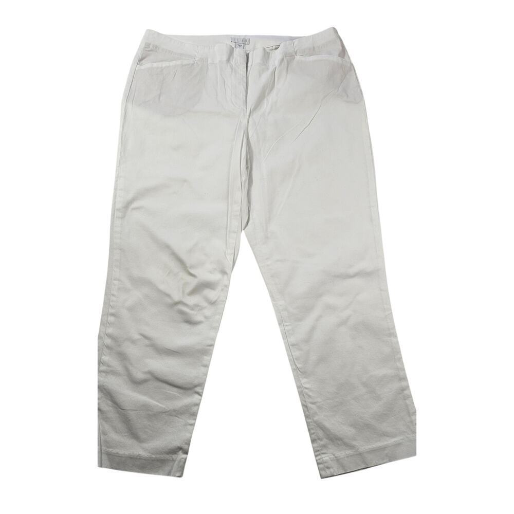 J jill sz 12 white pocket dyed white career business casual crop pants chino